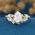 Nature Inspired Pear cut Moissanite Engagement Ring