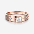 Round Cut Moissanite Statement Ring • Mens Wedding Band