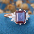 Emerald Cut Alexandrite Engagement Ring 