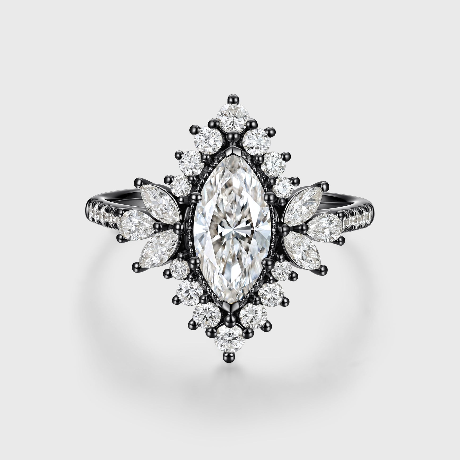 1.0CT~5.0CT Marquise cut Lab grown Diamond Halo Engagement Ring