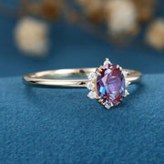 Oval cut Alexandrite | Diamond Engagement ring 