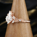 Nature Inspired Solid Gold Kite cut Moissanite Leaf Engagement Ring