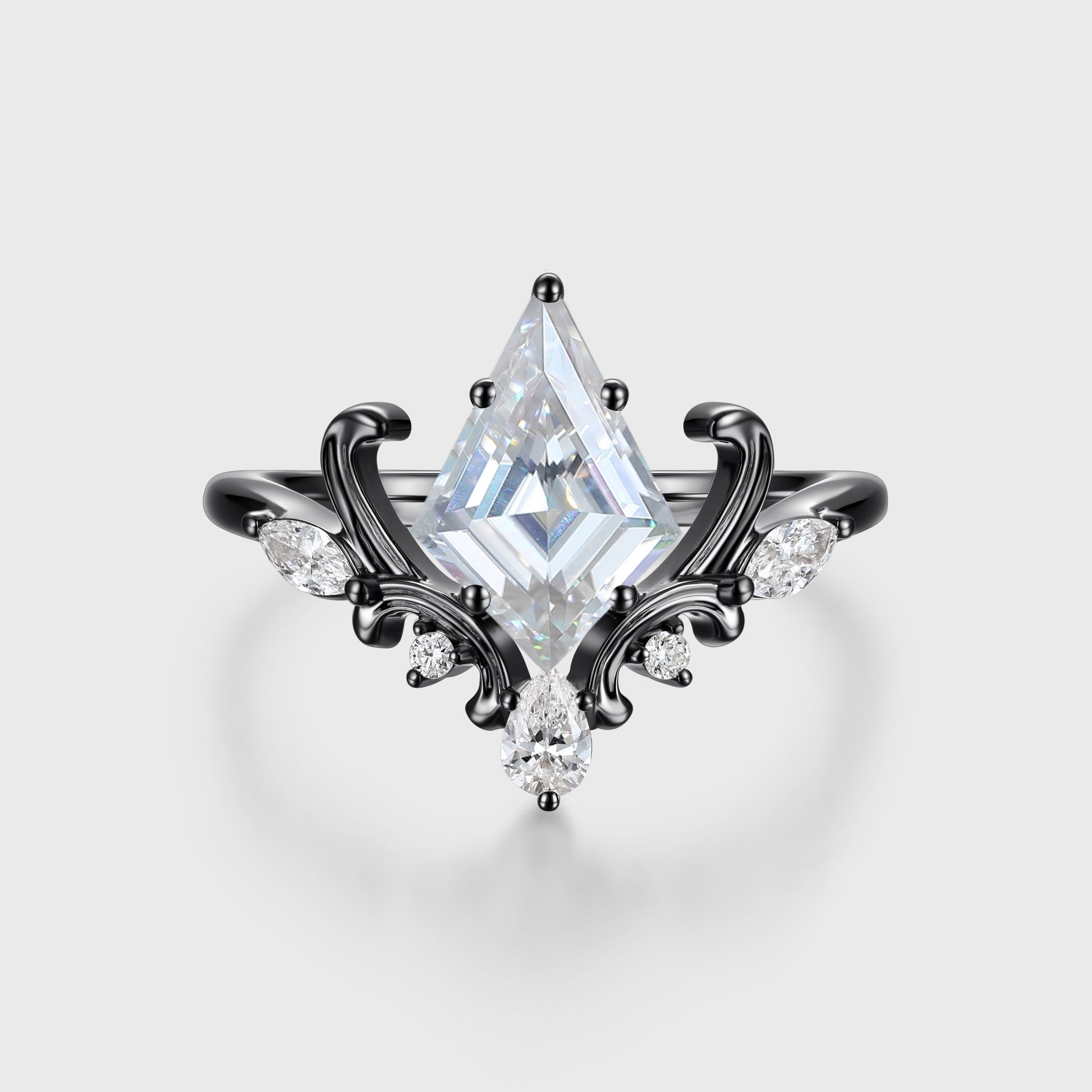 Kite Cut Moissanite Rose Gold Engagement Ring