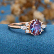 Oval cut Alexandrite | Diamond Engagement ring 