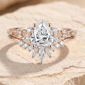 1.0CT~5.0CT Kite cut Lab grown Diamond Luxury Pave Leaf Engagement Ring set