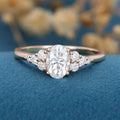 1.5Carat Oval cut Moissanite Cluster Engagement Ring