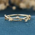 Nature Inspired Moissanite | Diamonds Leaf branch stacking Gold wedding ring