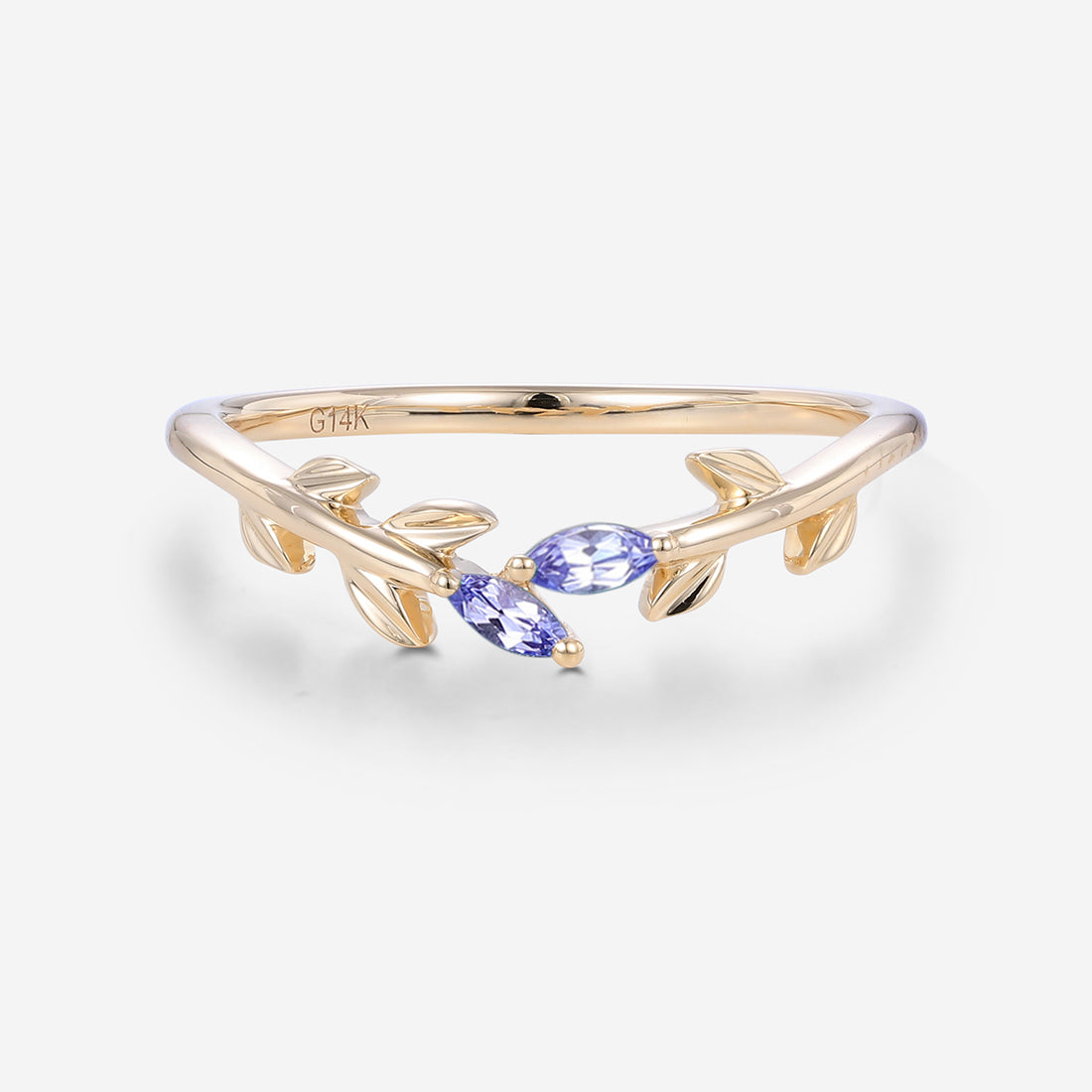 Marquise Tanzanite leaf Curved Wedding Band Ring