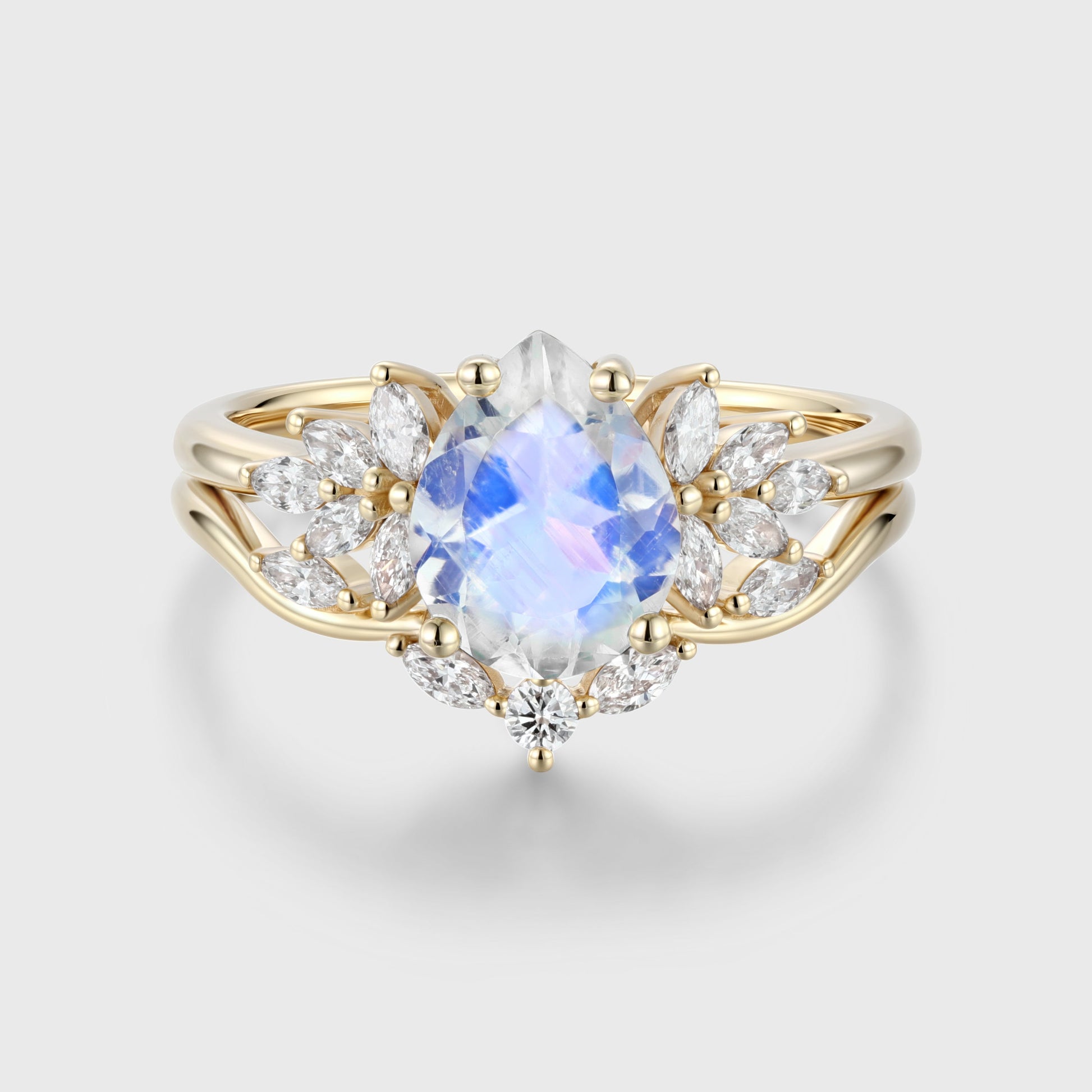 Pear cut Moonstone Wedding Bridal Set