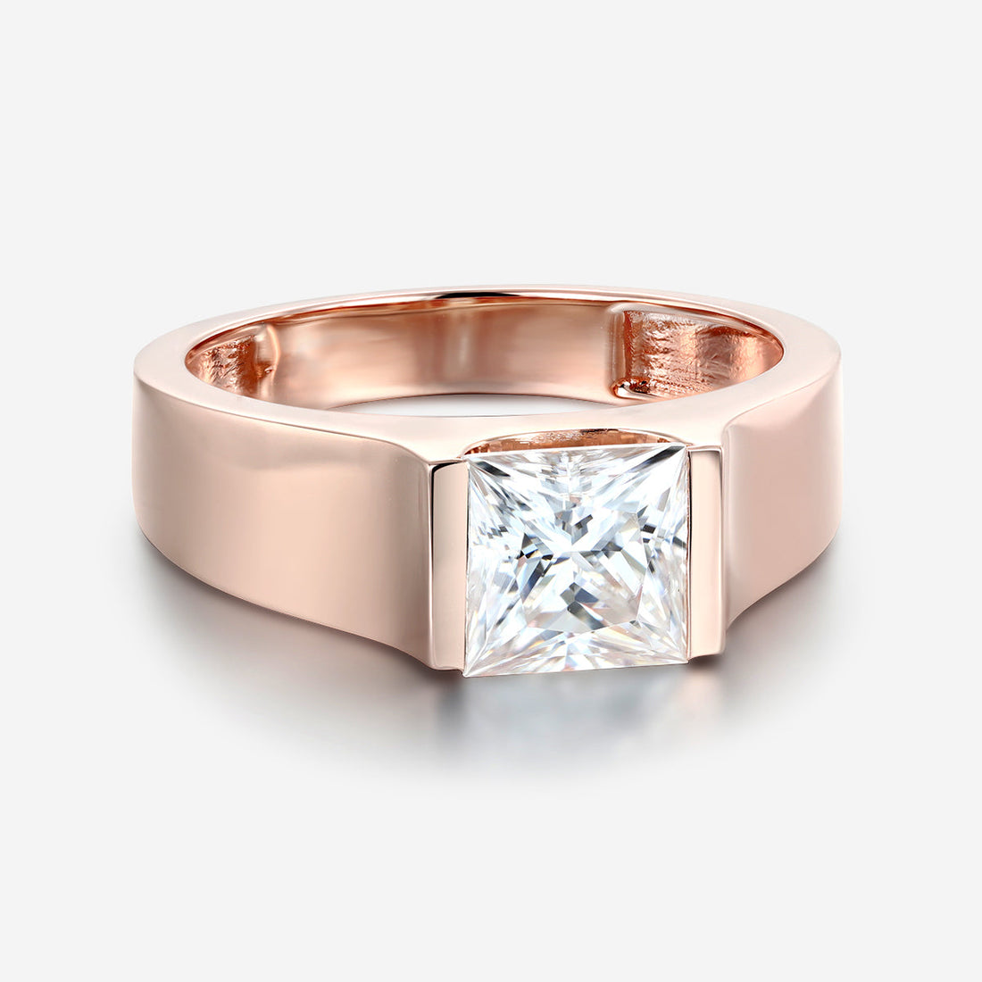 2.0Carat Princess Cut Moissanite Statement Ring • Mens Wedding Band