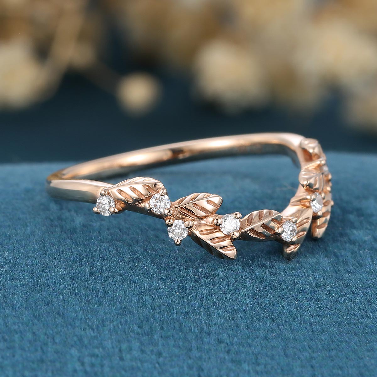 Copy of Nature Inspired Oval cut Moissanite Leaf Gold ring set