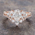 1.0CT~5.0CT Oval cut Lab grown Diamond Cluster Engagement Ring Set