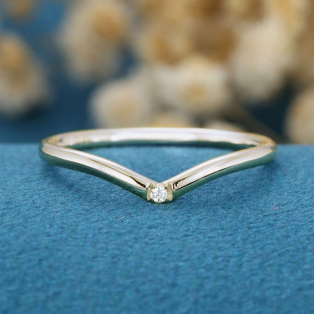 Diamond Curved Wedding Band Ring Matching Engagement ring