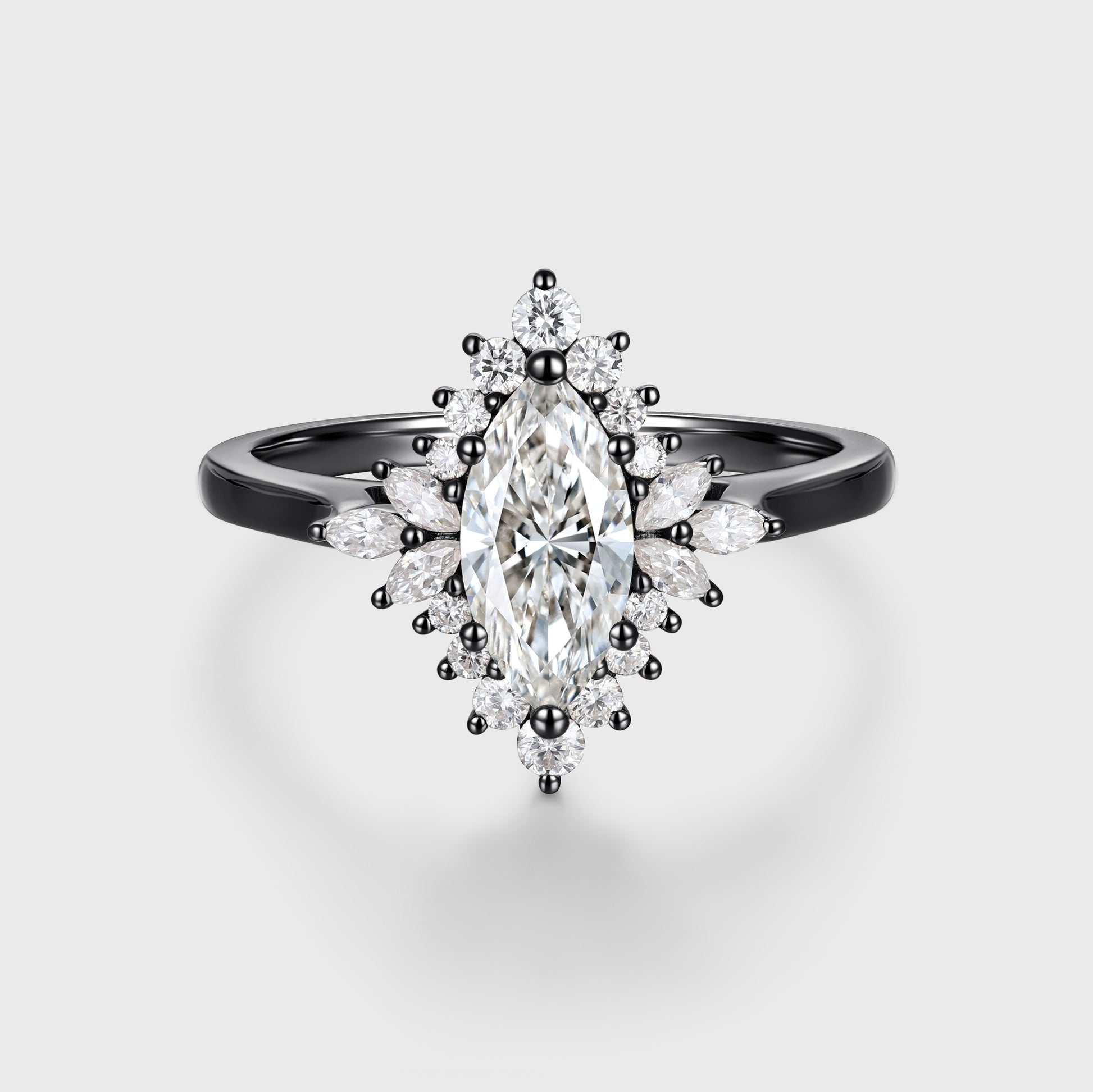 1.0CT~5.0CT Marquise cut Lab grown Diamond Halo Engagement Ring