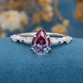 Pear cut Lab Alexandrite | Diamond Engagement ring