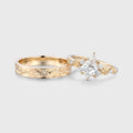 Nature Inspired Moissanite Couple Rings | D Color VVS1 | Rose Gold Leaf Wedding Bridal Set