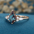 Kite cut Lab Alexandrite Solid Gold Engagement Ring
