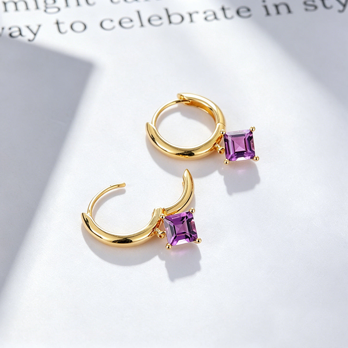 Princess cut Lab Grown Diamond Hoop Earrings Set