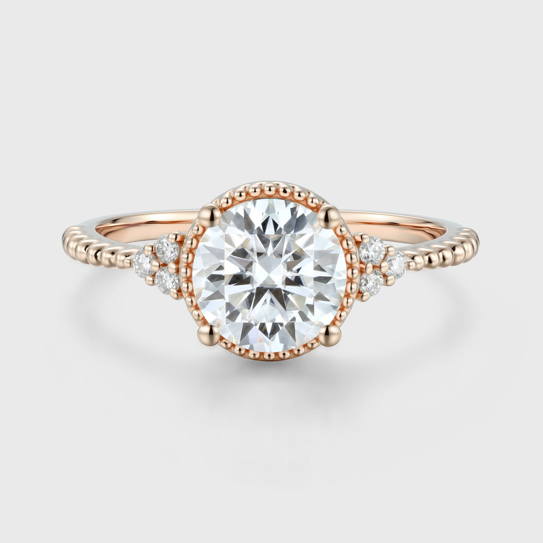 Round cut Moissanite Twisted Engagement Ring