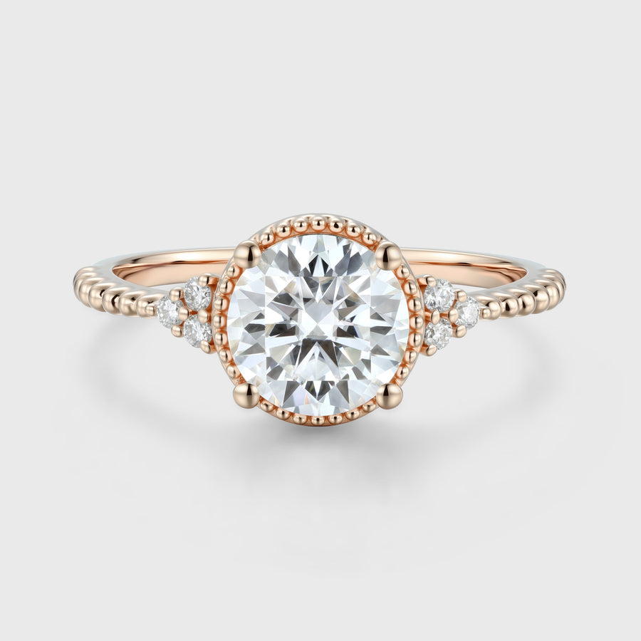 Round cut Moissanite Twisted Engagement Ring