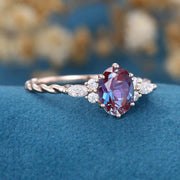 Oval cut Alexandrite | Diamond Engagement ring 