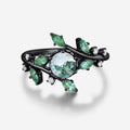 Nature Inspired Round cut Moss Agate cluster Gold Engagement Ring