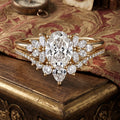 1.0CT~5.0CT Oval cut Lab grown Diamond Cluster Engagement Ring Set
