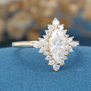 Marquise cut Moissanite Matching Gold Engagement Ring