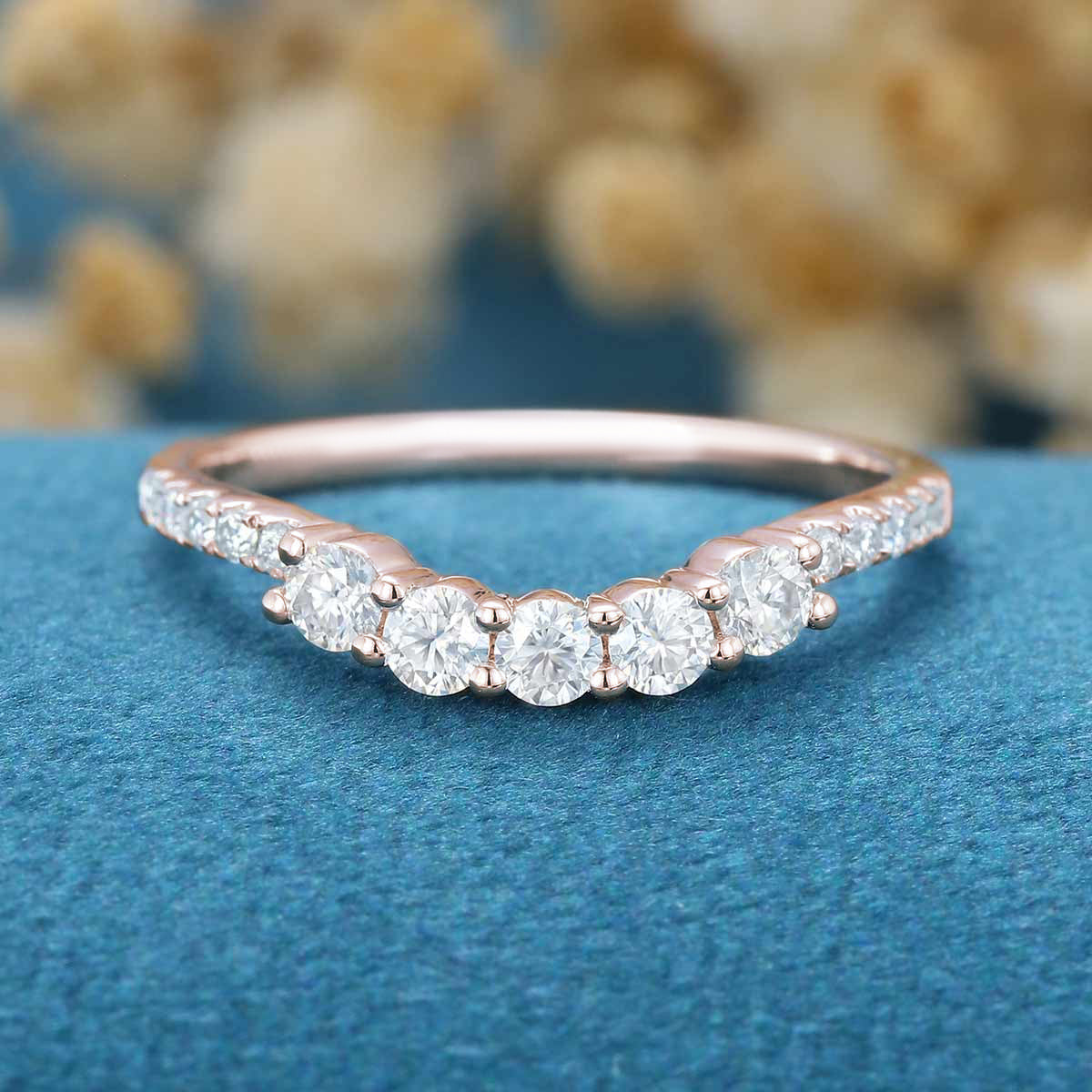 Half Eternity Moissanite | Diamond Curved Wedding Band Ring