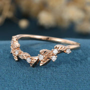 Copy of Nature Inspired Oval cut Moissanite Leaf Gold ring set