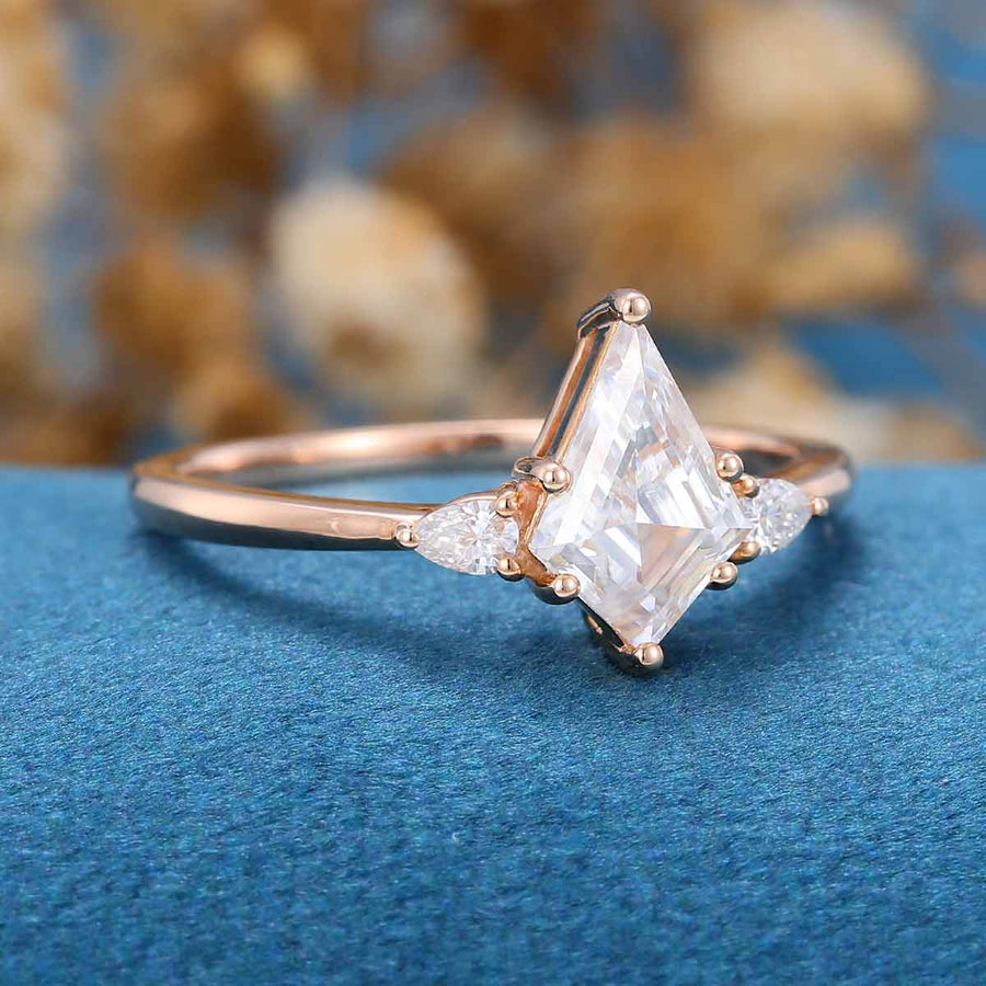 Kite Cut Moissanite Engagement Ring