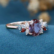 Oval cut Alexandrite Engagement ring 