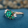 Hexagon cut Lab grown Emerald Solid Gold Engagement Ring