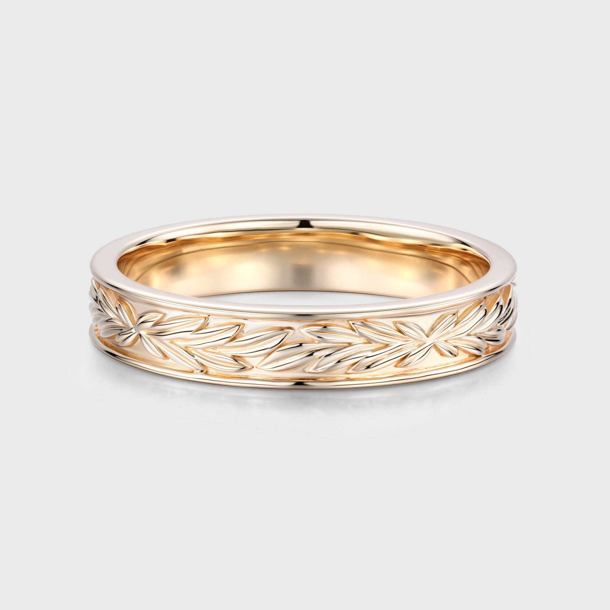 Nature Inspired Men's Diamonds Engagement Band | Solid gold Men Ring