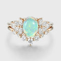 Oval cut Opal Engagement ring Bridal Set