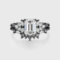 1.0CT~5.0CT Emerald cut Lab grown Diamond Cluster Engagement Ring Set