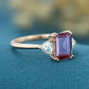 Emerald Cut Alexandrite Engagement Ring 