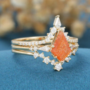 Kite Cut Sunstone Wedding Bridal Set