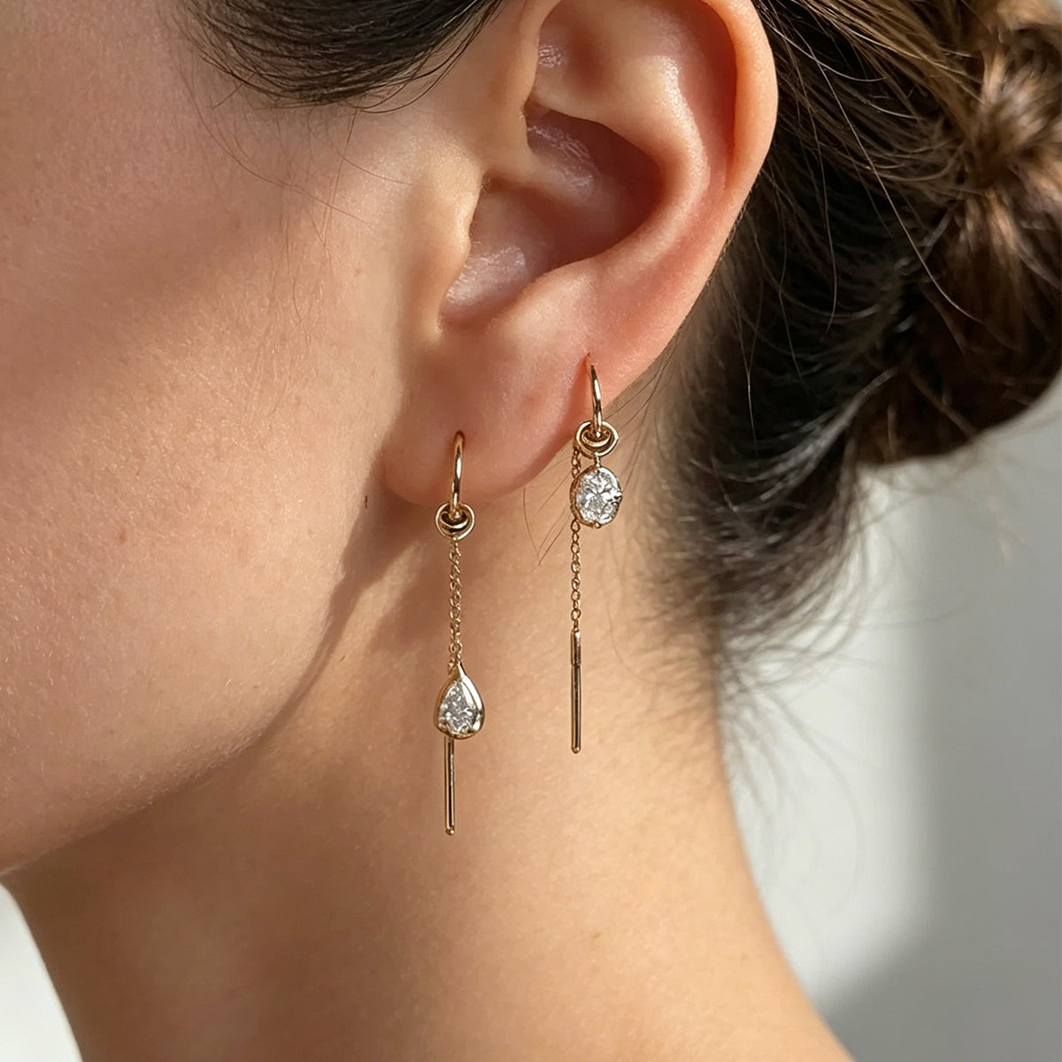 Pear Lab grown Diamonds Hoop Earrings Set