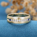 Moissanite | Natural Sapphire  Wedding (Anniversary)Band