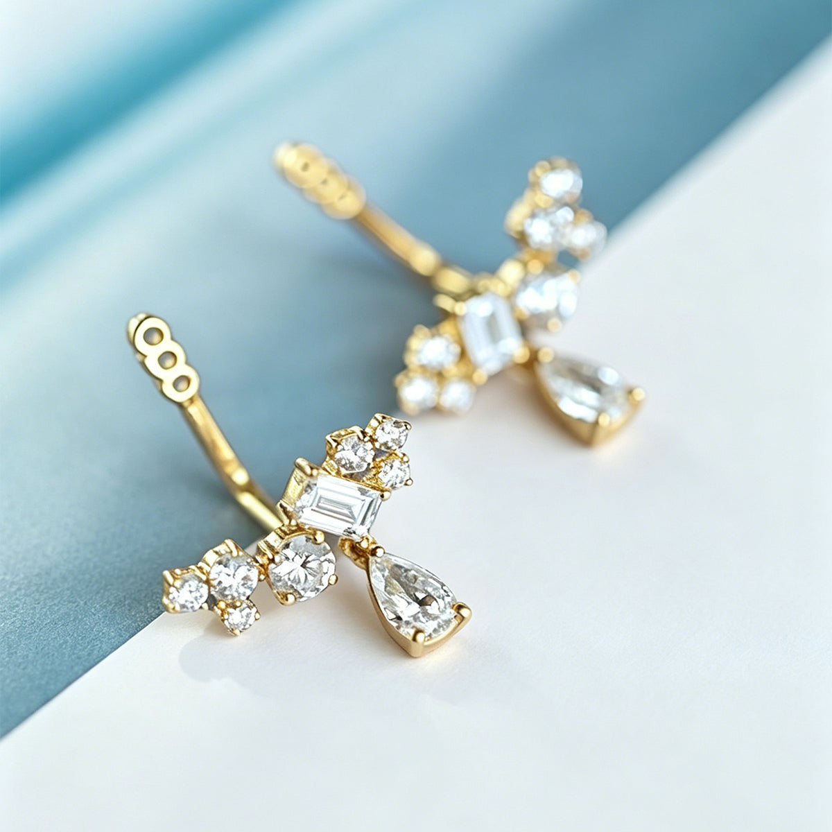 Multi Shape Lab grown Diamonds Antique Cluster Earrings Set