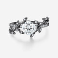 Nature Inspired Round cut Moissanite Leaf Gold Engagement Ring