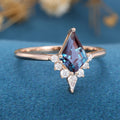 Kite Cut Alexandrite Engagement Ring 