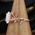Nature Inspired Marquise cut Moissanite Leaf Gold Engagement Ring