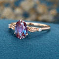 Oval cut Lab Alexandrite Solid Gold Engagement Ring