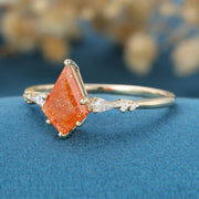 Kite Cut Sunstone Engagement Ring