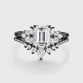 1.0CT~5.0CT Emerald cut Lab grown Diamond Cluster Engagement Ring Set