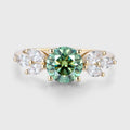 6mm Round Green Moissanite Cluster Engagement ring