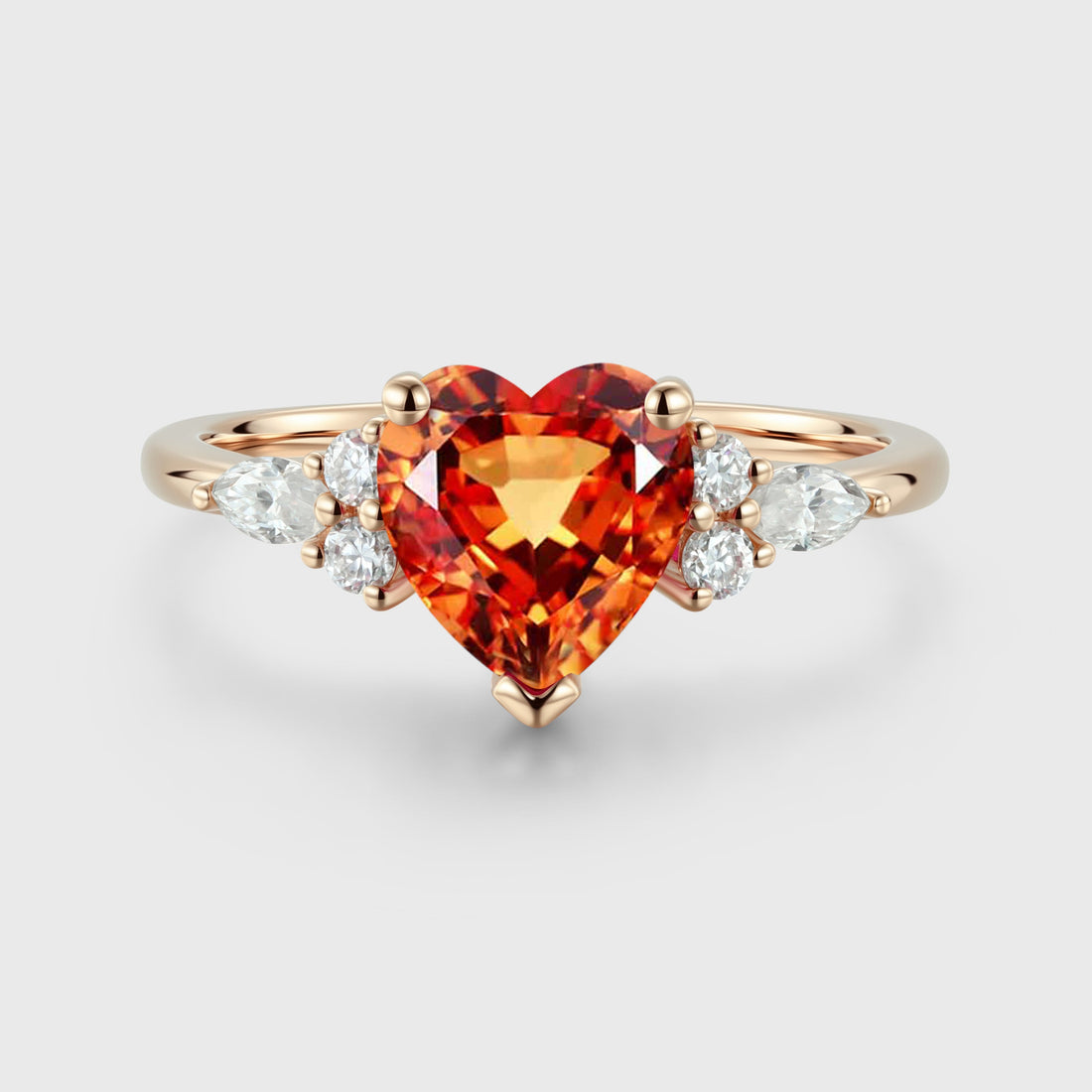 Heart cut Lab Yellow Sapphire Engagement ring