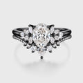 1.0CT~5.0CT Oval cut Lab grown Diamond Cluster Engagement Ring Set
